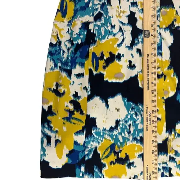 Lyssé New York MP Pull On Skirt Abstract Floral Navy Teal Mustard NWT - Picture 2 of 5